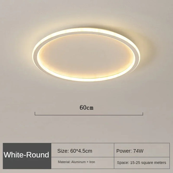 Strakke ronde LED plafondlamp, scandinavische esthetiek voor interieur.