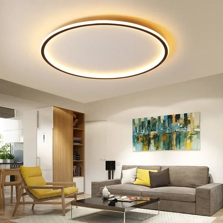 Witte ronde LED plafondlamp, modern design voor slaapkamer.