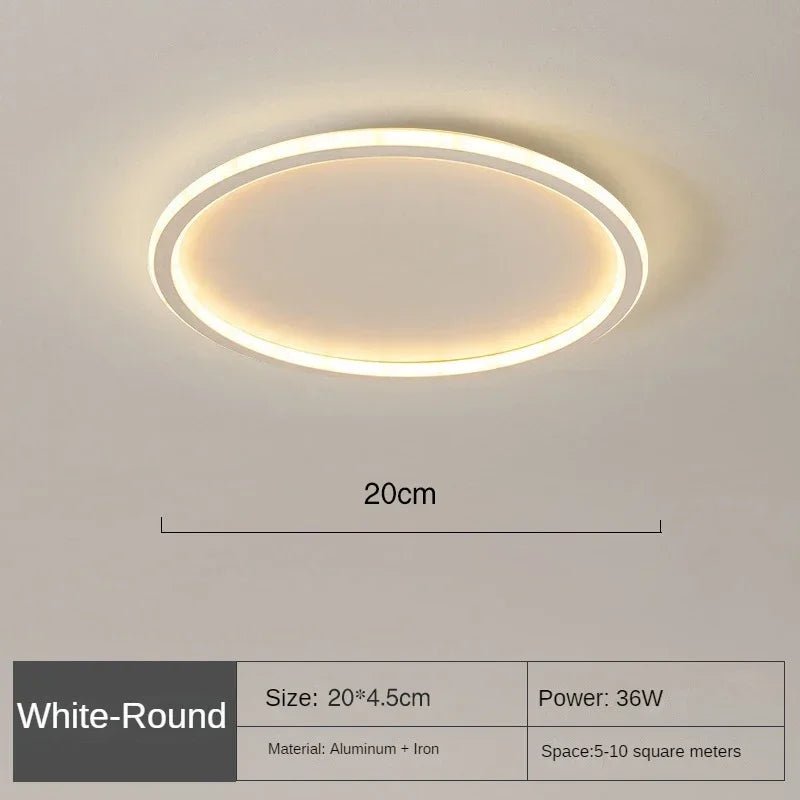 Rustgevende ronde LED slaapkamerlamp, scandinavisch design.
