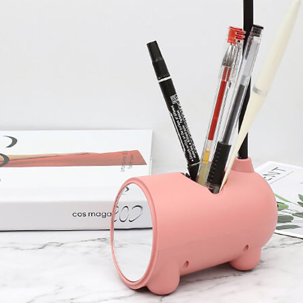 Veelzijdige LED kinderlamp met penhouder, USB-oplader en instelbaar licht, roze variant.