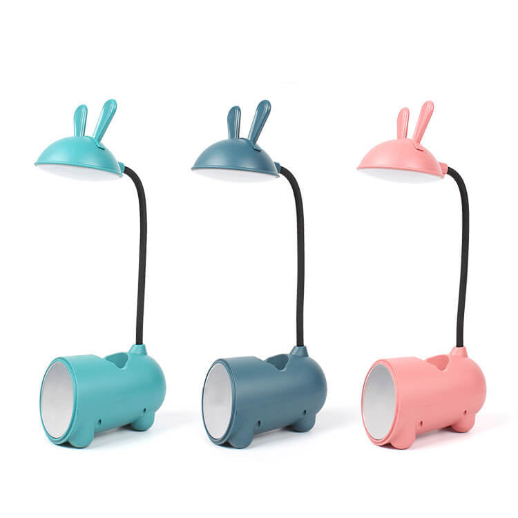 USB-aangesloten LED tafellamp voor kinderen; schattige studielamp met penhouder.