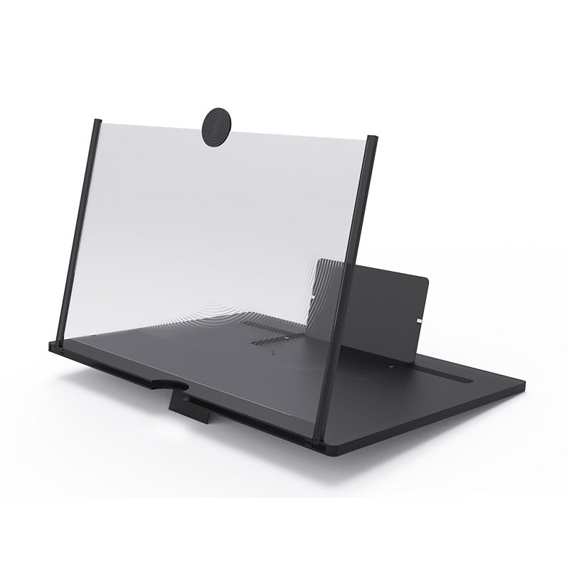 Slanke, opvouwbare mobiele schermversterker. Gemakkelijk mee te nemen reisaccessoire voor al je video's.