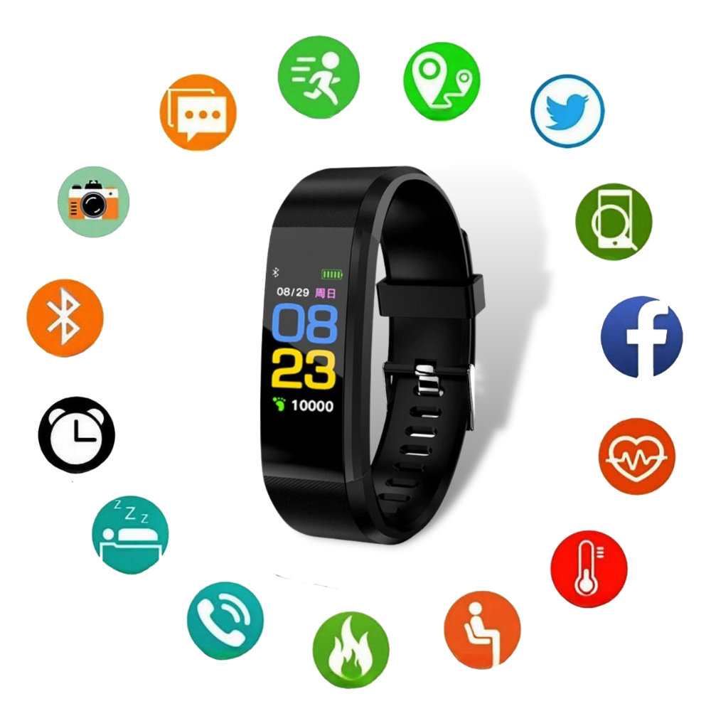 Senioren smartwatch: comfortabele polsband, groot LED-scherm en continue gezondheidsmonitor.