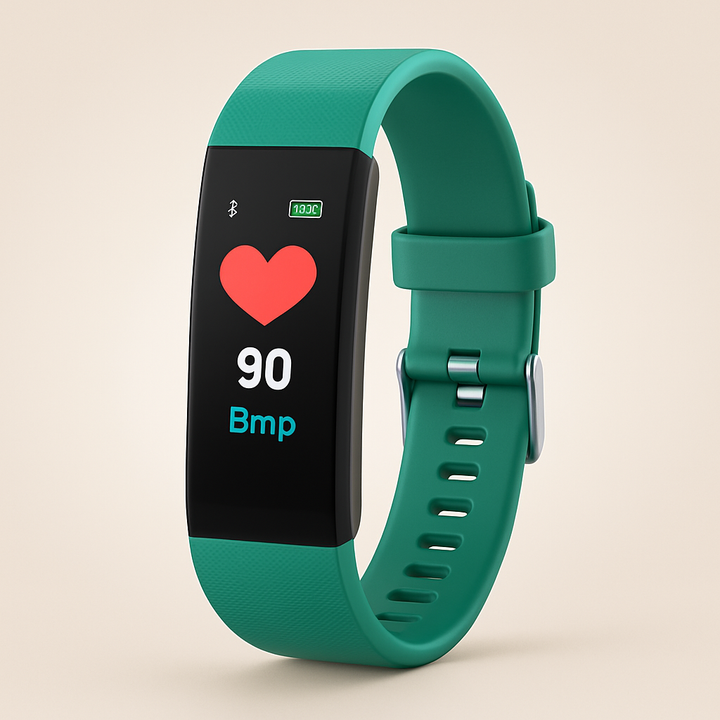 Elegante senioren smartwatch met uitgebreide gezondheidsfuncties, zoals hartslag- en bloeddrukmeter, in modern design.