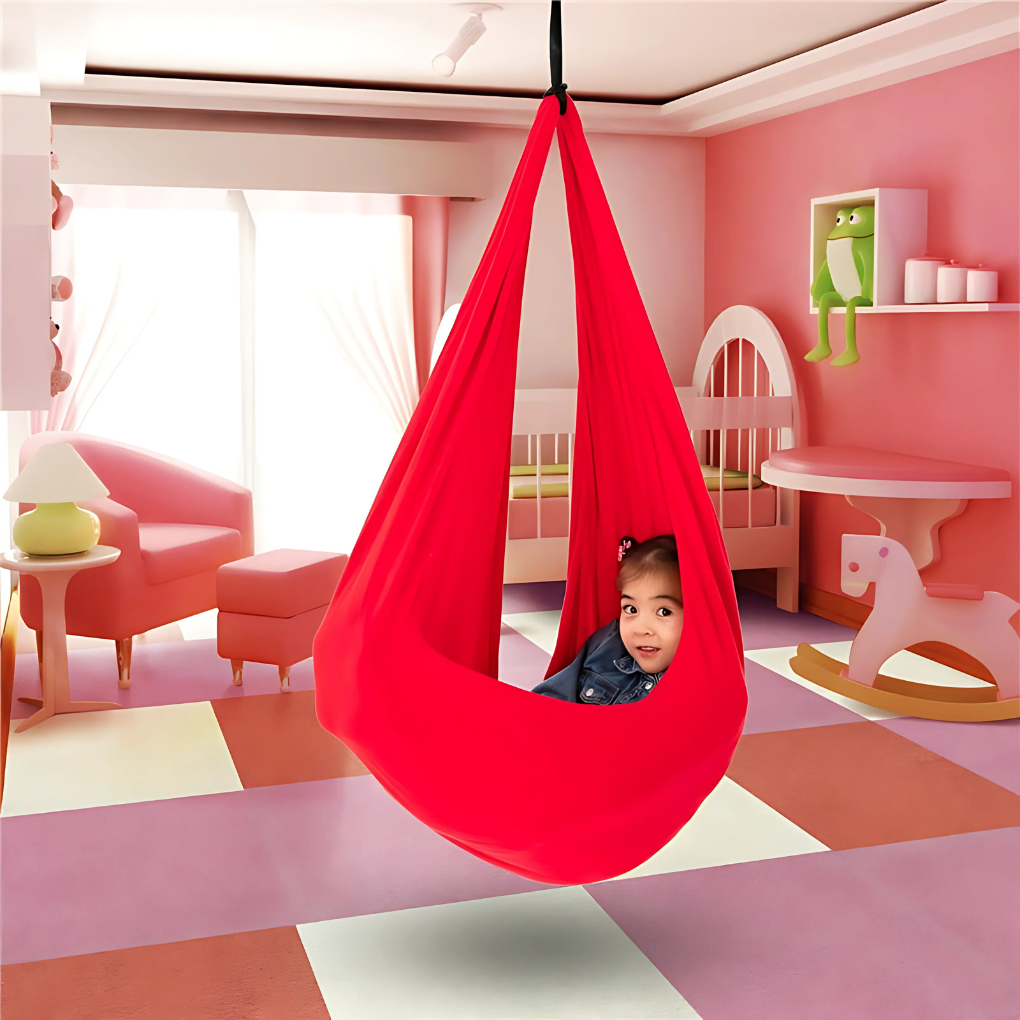 Therapeutische sensorische schommel voor kinderen met autisme/ADHD. Biedt comfort, rust en sensorische stimulatie.