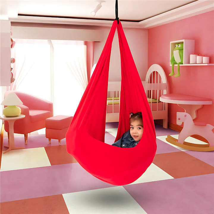 Therapeutische sensorische schommel voor kinderen met autisme/ADHD. Biedt comfort, rust en sensorische stimulatie.