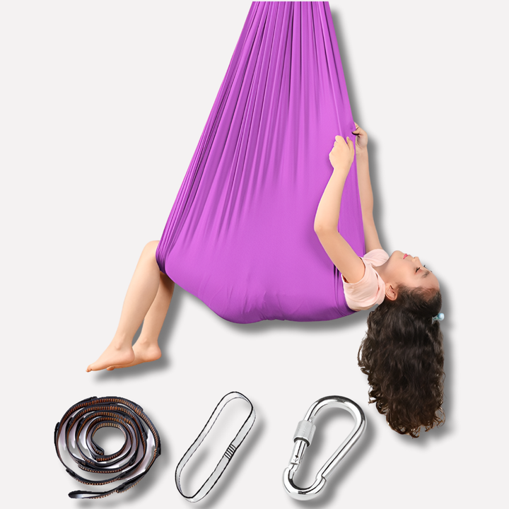 Duurzame sensorische hangschommel voor buiten, perfect voor speelgoed en ontspanning in de tuin. Veilig en comfortabel.