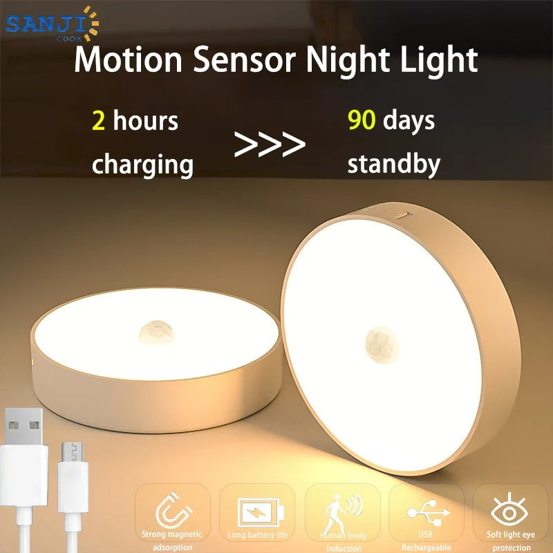 Zelfklevende LED nachtlamp (2 stuks) met bewegingssensor, ideaal voor hal, trap of kastverlichting.