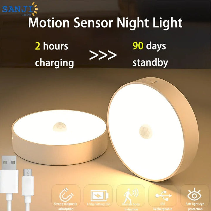 Zelfklevende LED nachtlamp (2 stuks) met bewegingssensor, ideaal voor hal, trap of kastverlichting.