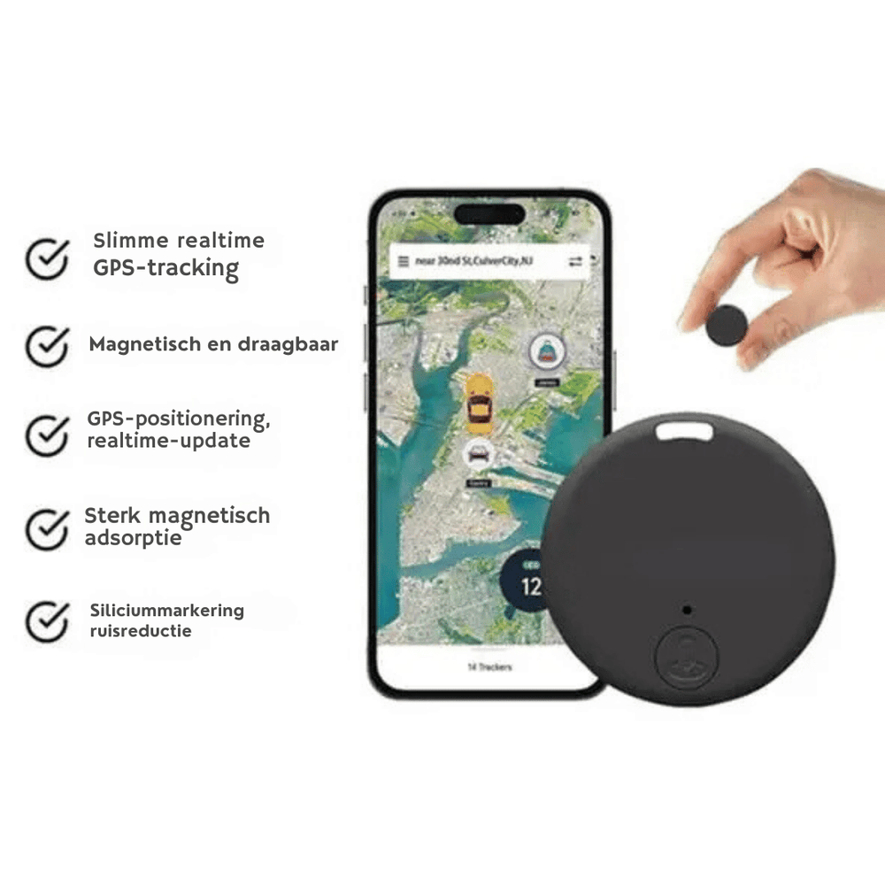 Compacte universele anti-verlies GPS tracker (set van 3) ideaal voor auto, sleutels en waardevolle spullen.