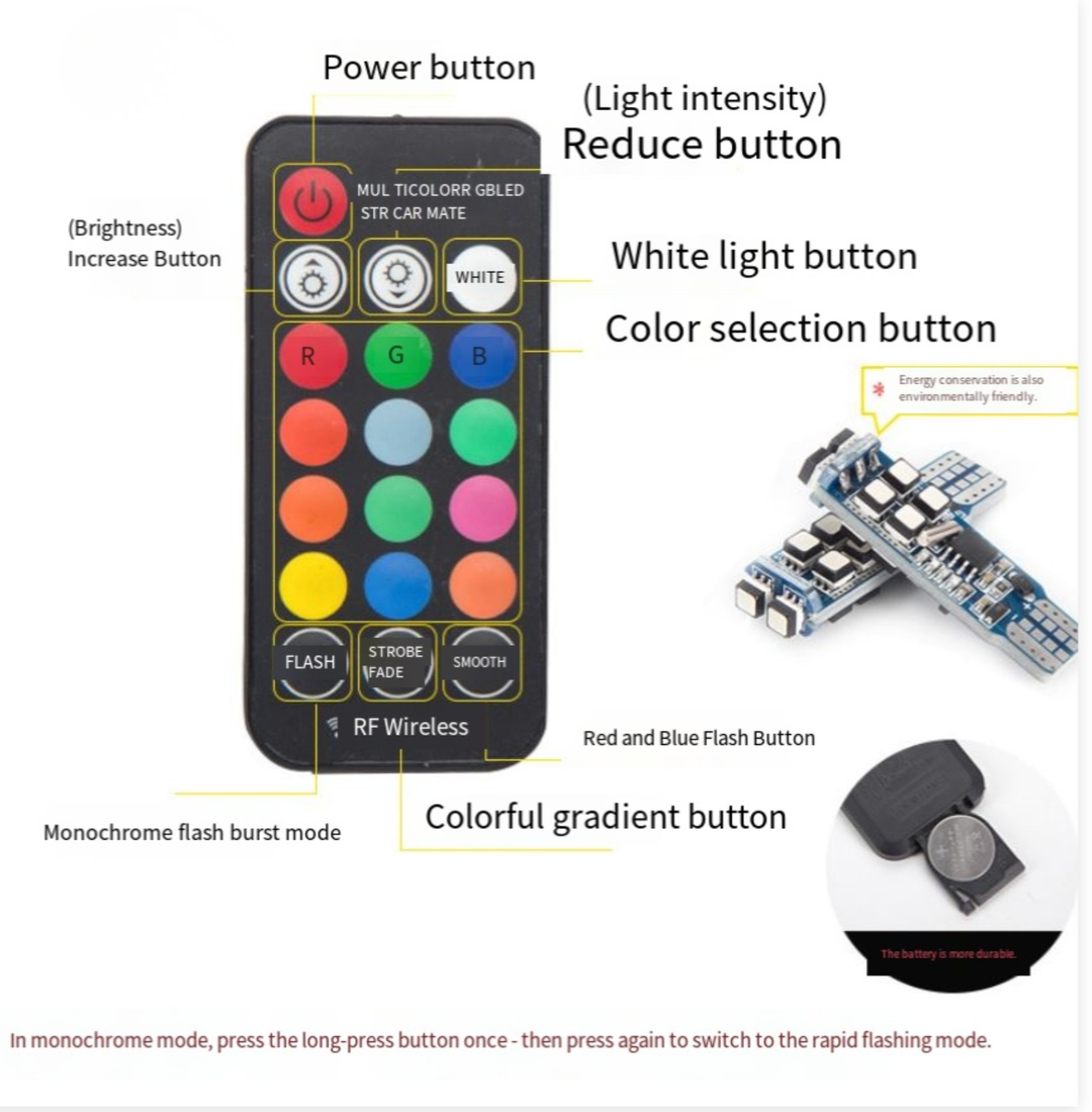 Universele T10 LED autoverlichting als sfeervolle auto accessoire. Geschikt voor diverse voertuig decoratie.