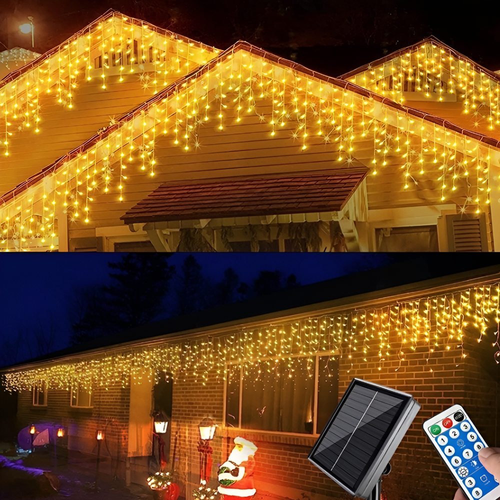 Decoratieve LED gordijnverlichting voor buiten, creëert een gezellige sfeer in je tuin of op je balkon.