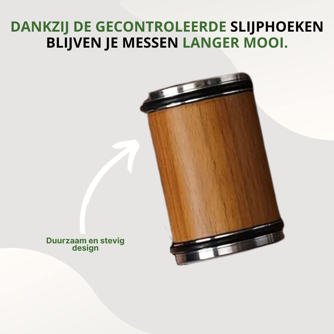 Detailopname van het houten wieltje van het professionele slijpsysteem