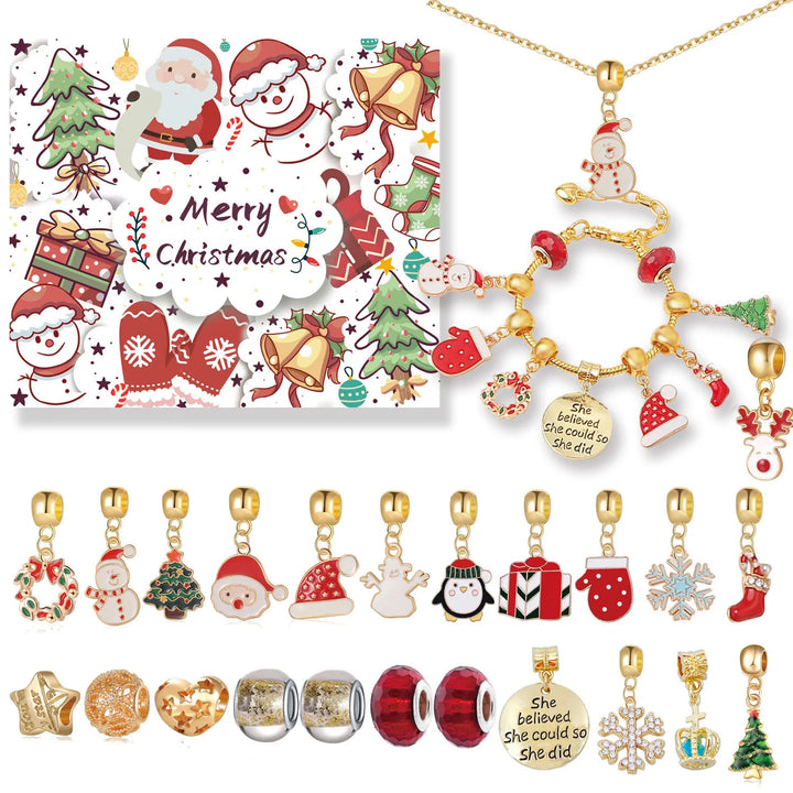 Vrouw opent een vakje van de Sieraden Adventskalender 2025, verrast door luxe juwelen.