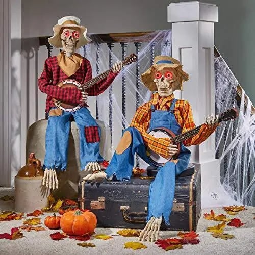 Griezelige zingende skeletten decoratie voor Halloween, perfect voor je spookhuis of feest.