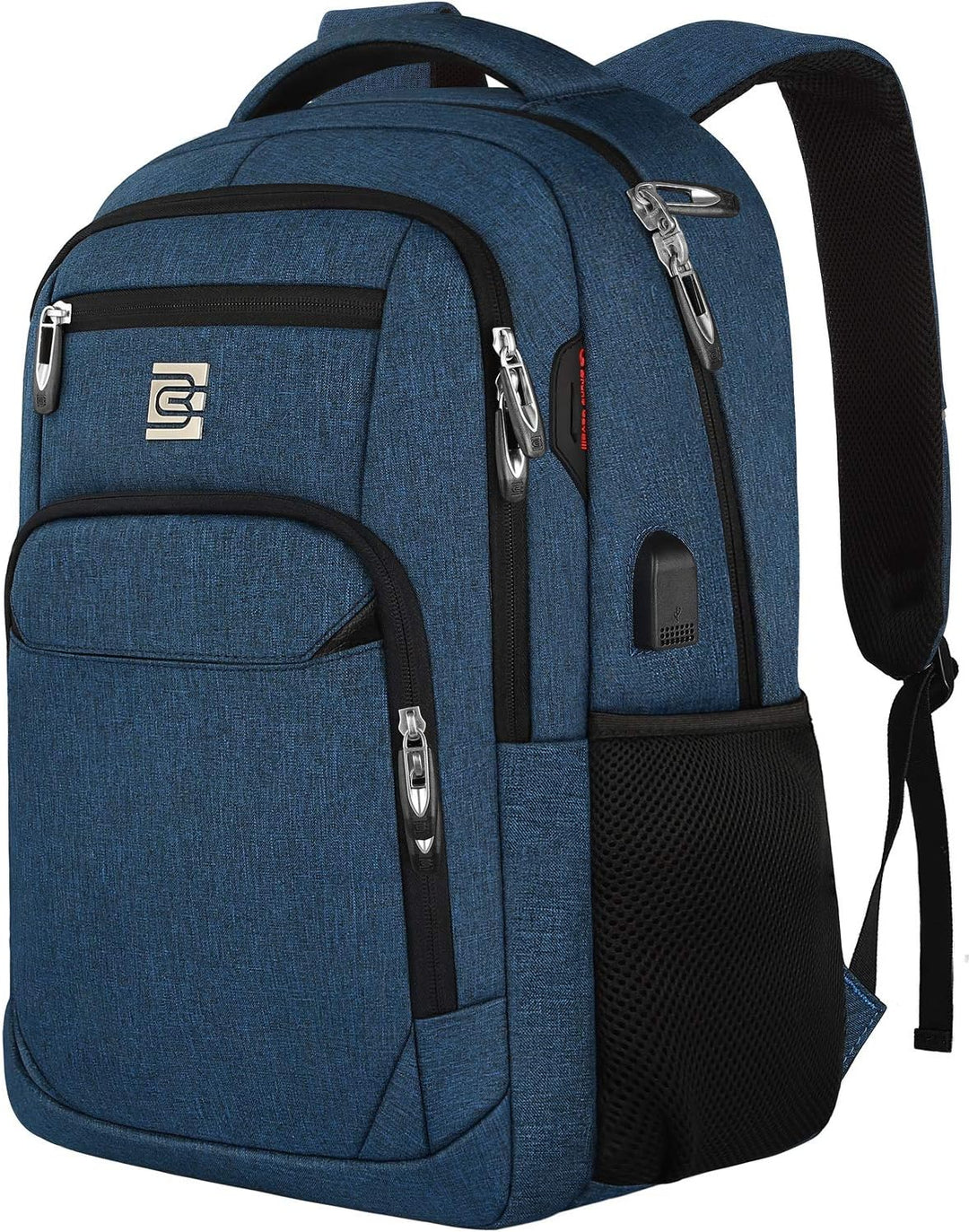 Slanke laptop rugzak met verborgen vakken en een handige USB oplaadpoort.