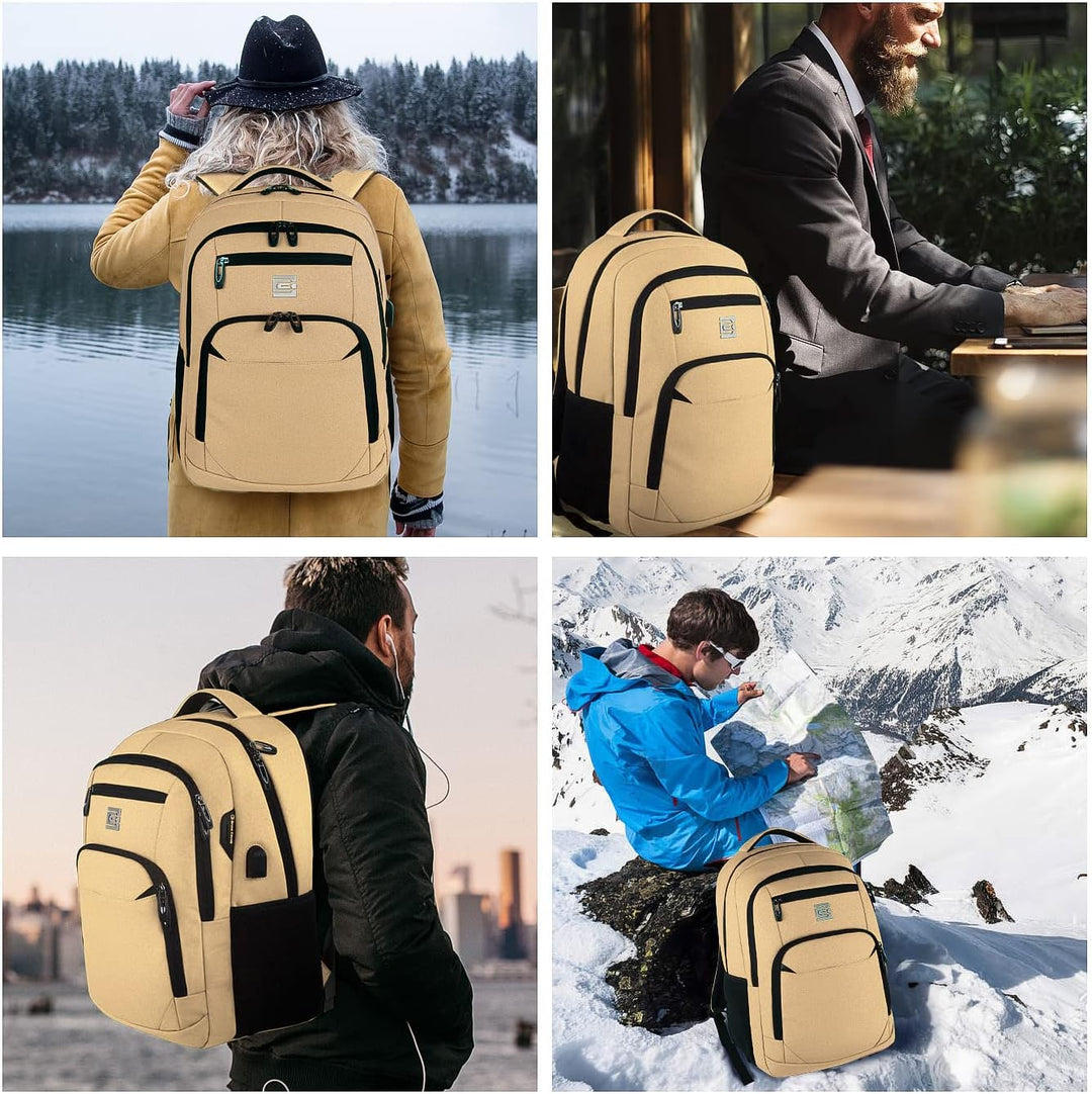 Slanke unisex rugzak met verborgen ritsen en USB poort, ideaal voor pendelaars.