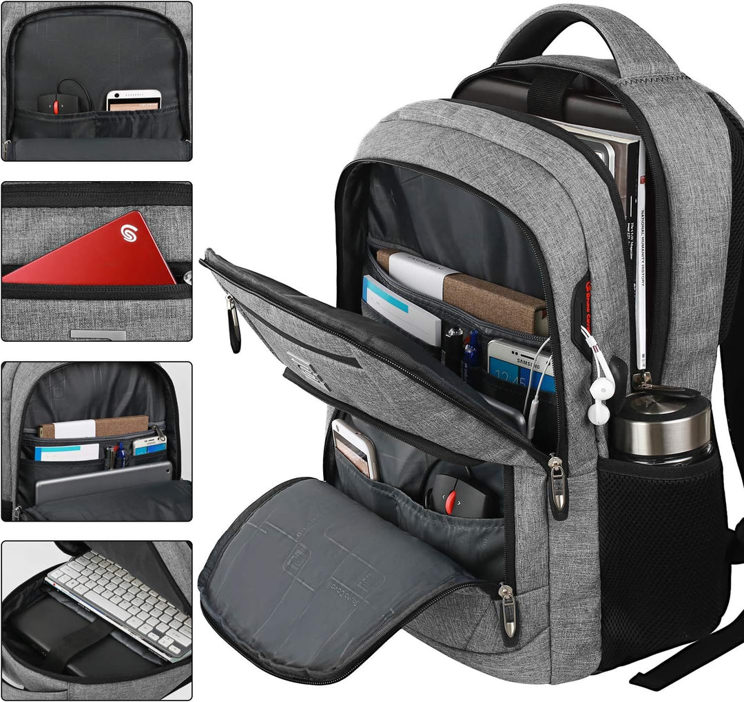 Ruime, maar slanke rugzak voor laptop, met diefstalbeveiliging en USB opladen.