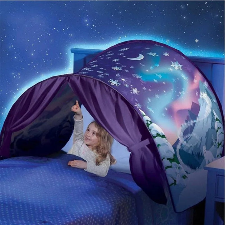 Bedtent SleepyStar, universumthema, stimuleert fantasie en veilige kinderslaap. Ideaal als unieke slaapkamerdecoratie.