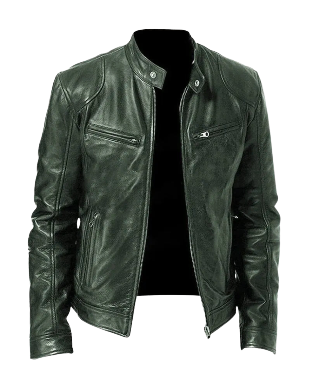 Slim fit heren racerjas in zwart, strakke stijl voor een moderne urban look.