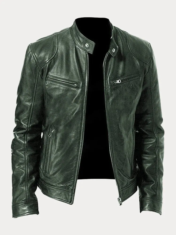 Modieuze slim fit herenjas, type biker/racer, geschikt als casual bovenkleding.