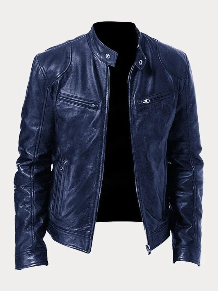 Een goed passende slim fit herenjas, ontworpen als stijlvolle racer of bikerjas.
