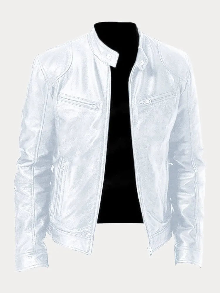 Hoogwaardige slim fit herenjas, type racerjack, voor een strakke en modieuze uitstraling.
