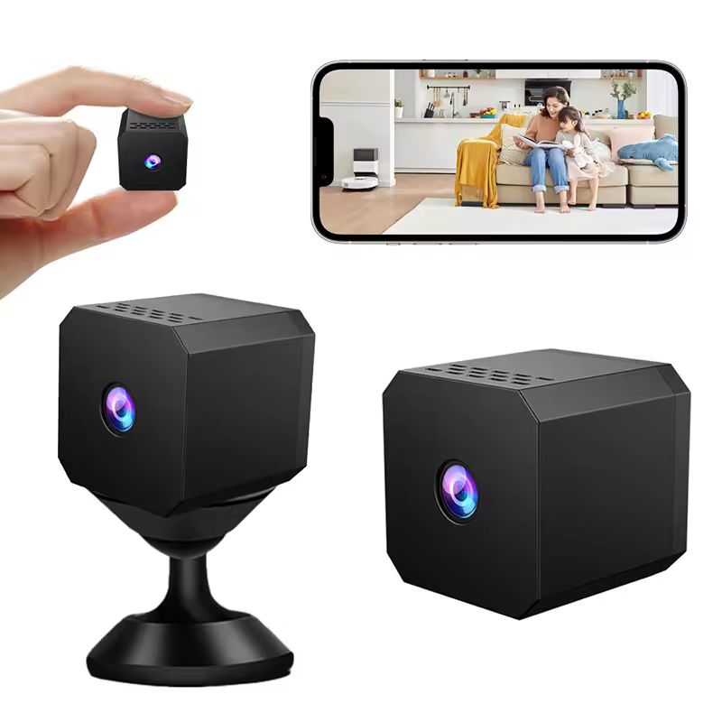 Slimme draadloze beveiligingscamera voor binnen en buiten met HD-beeld en flexibele installatie.