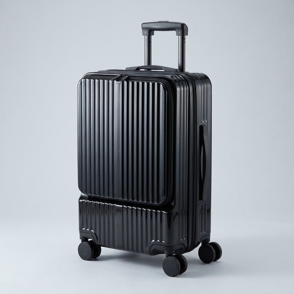 Stijlvolle slimme handbagage met geintegreerd voorvak en USB-oplaadpunt; perfecte compacte reispartner.