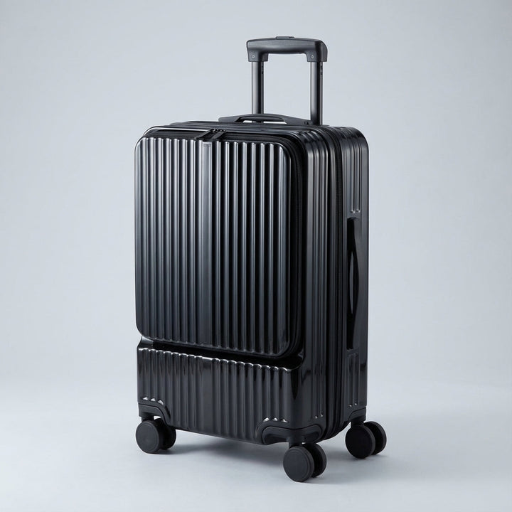 Stijlvolle slimme handbagage met geintegreerd voorvak en USB-oplaadpunt; perfecte compacte reispartner.