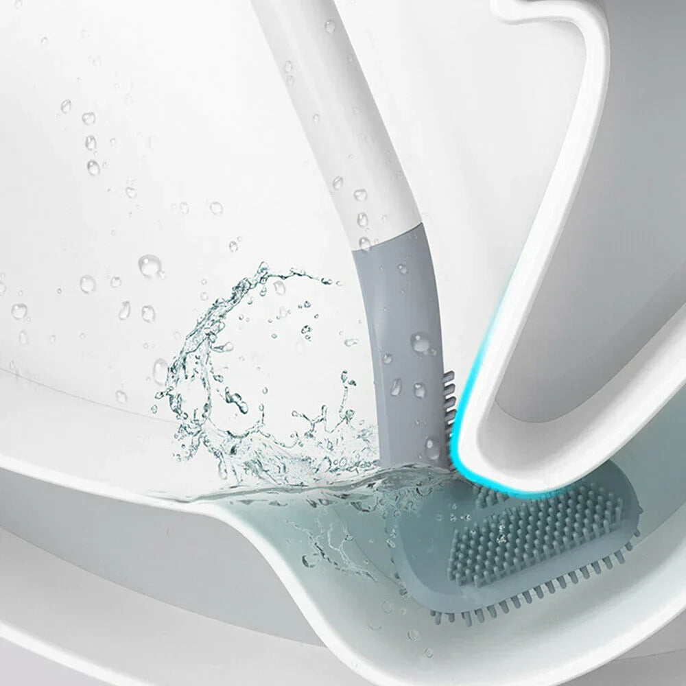 Slimme hygiënische L-vormige toiletborstel voor vlekkeloze badkamerreiniging en frisheid.