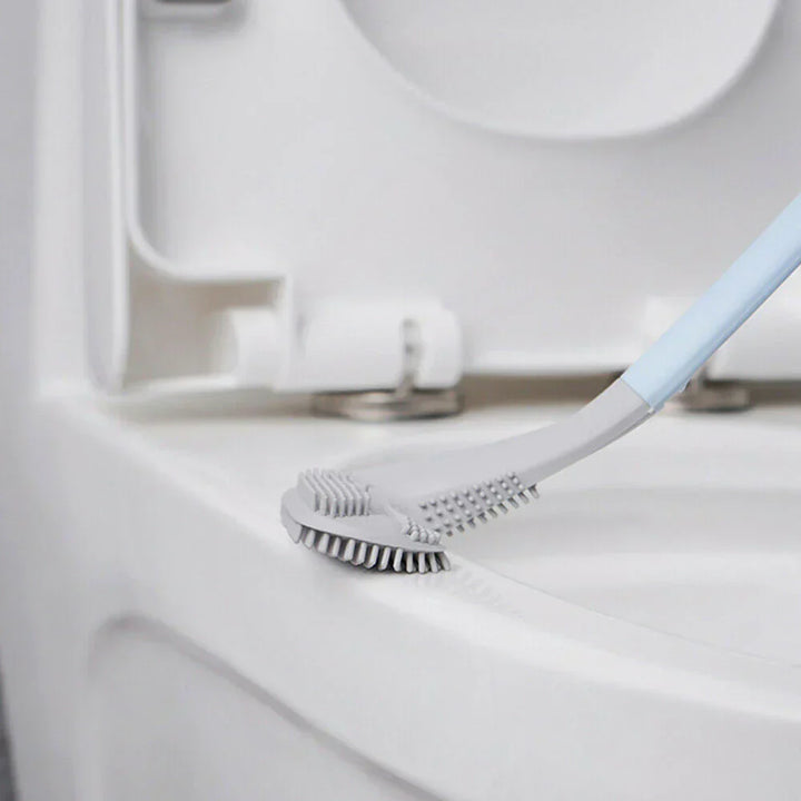 L-vormige toiletborstel met TPR borstelharen voor diepe reiniging en hygiënische frisheid, geen boren nodig.