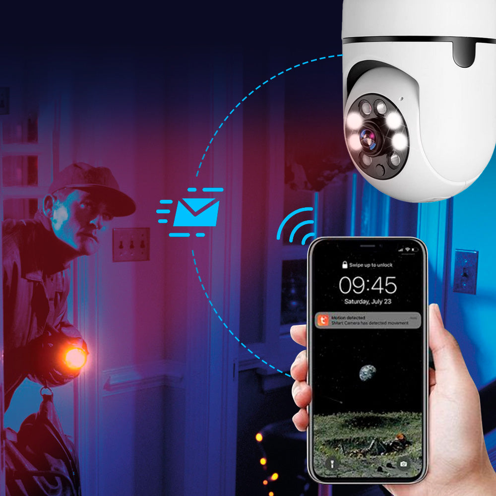 Lampcamera met krachtige zoom en helder nachtzicht, ideaal voor 24/7 beveiliging van uw huis.