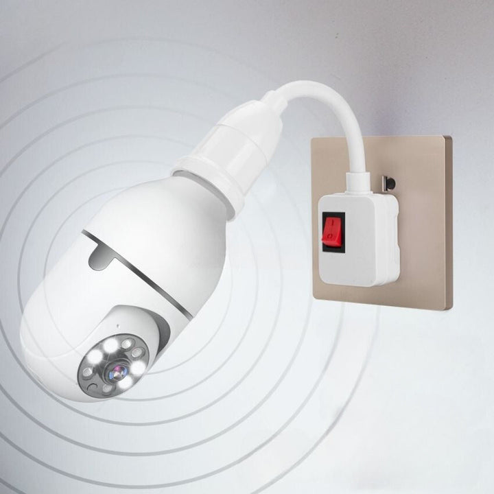 Draadloze lampcamera met groothoeklens, nachtzicht, tweeweg audio en bewegingsdetectie voor optimale beveiliging.