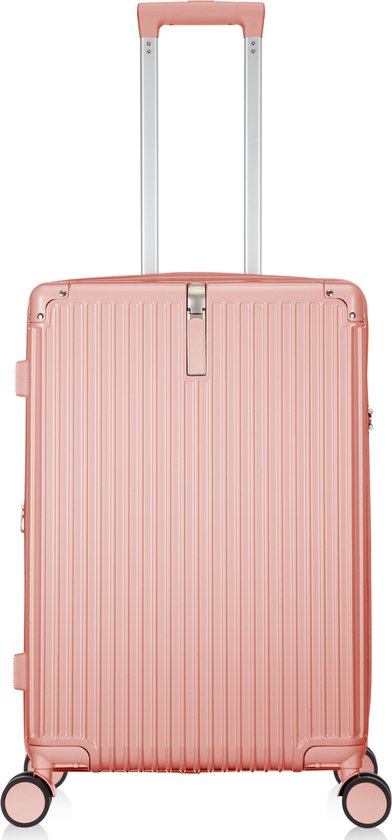 Robuuste en duurzame Mykonos hardshell koffer met USB en bekerhouder, bestand tegen lange reizen.