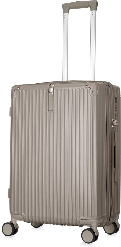 Uitbreidbare Mykonos hardshell reiskoffer met extra ruimte, TSA-slot en comfortabele wielen.