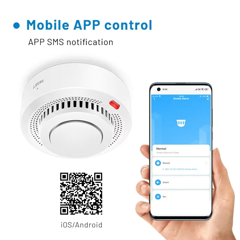 SafeSense slimme WiFi rookmelder met 85dB alarm, essentieel voor jouw veiligheid thuis.
