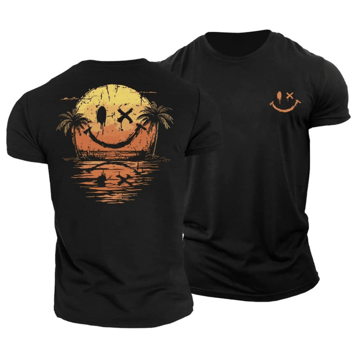 Modieus heren zomershirt met iconische smiley. Comfortabele pasvorm, korte mouw, ronde hals voor ontspannen stijl.