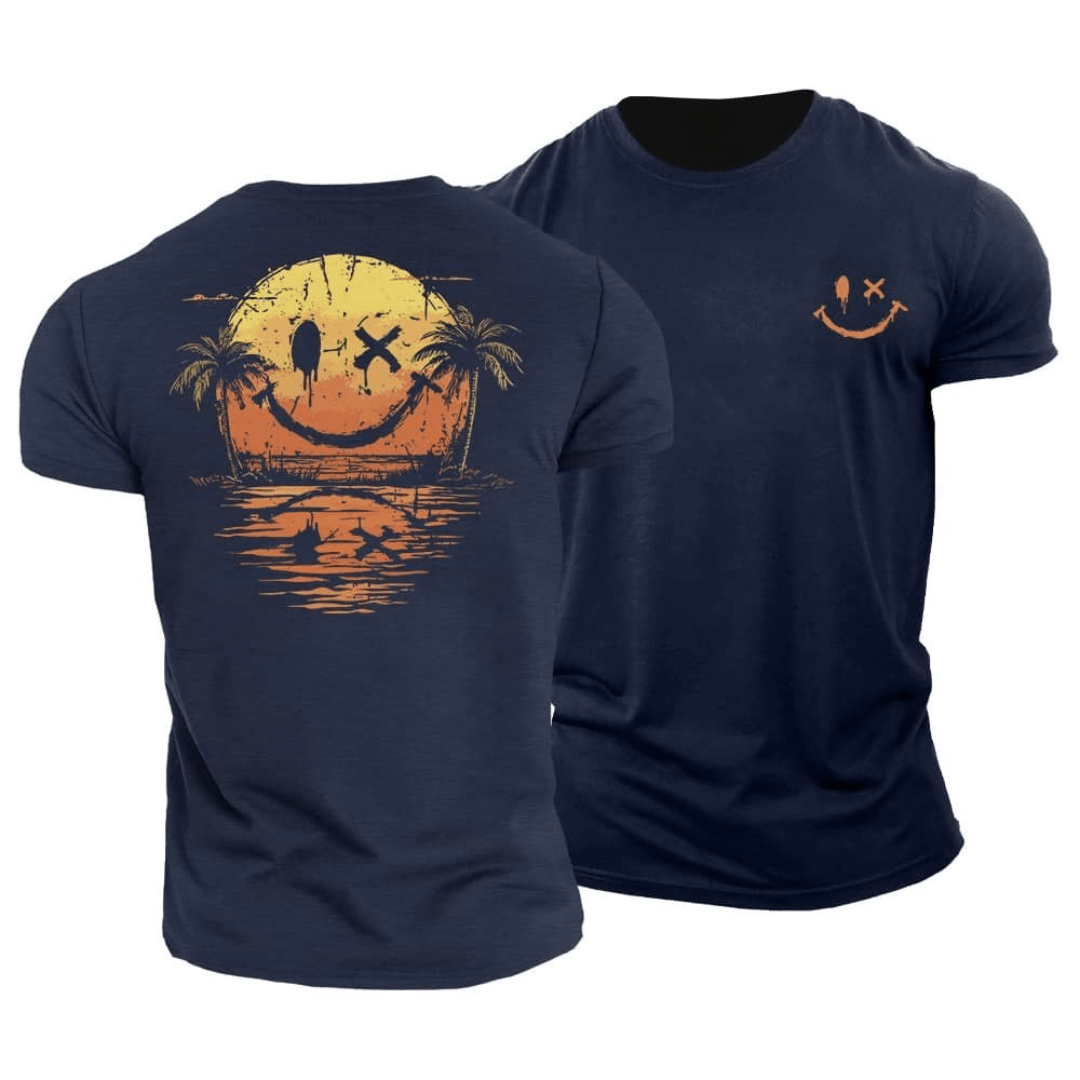 Comfortabel heren t-shirt met ronde hals en smiley print. Perfecte dagelijkse kleding met korte mouw voor heren.