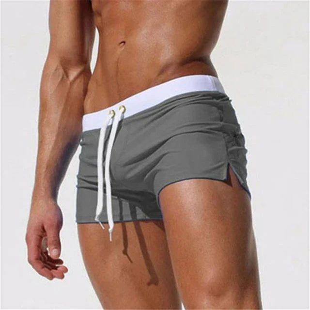 Elastische tailleband van Leano heren zwemshorts, comfortabel en sneldrogend voor zwemplezier.