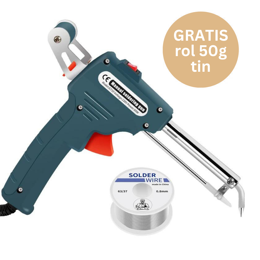 Soldeerpistool voor elektronica en hobby, met ergonomisch design en snelle opwarming voor efficiënt solderen.