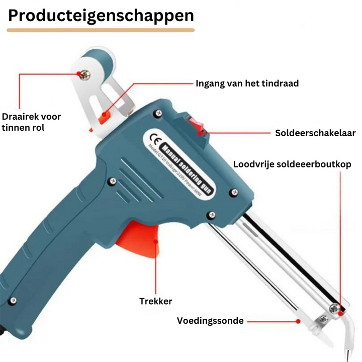 Compact soldeergereedschap/soldeerbout voor beginners en ervaren hobbyisten; ideaal voor fijne elektronica.