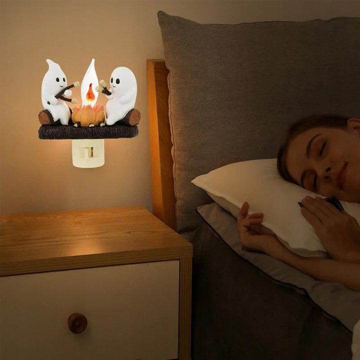 Uniek spook sfeerlampje met betoverend kampvuur vlam effect, sfeervolle LED verlichting voor elke kamer.