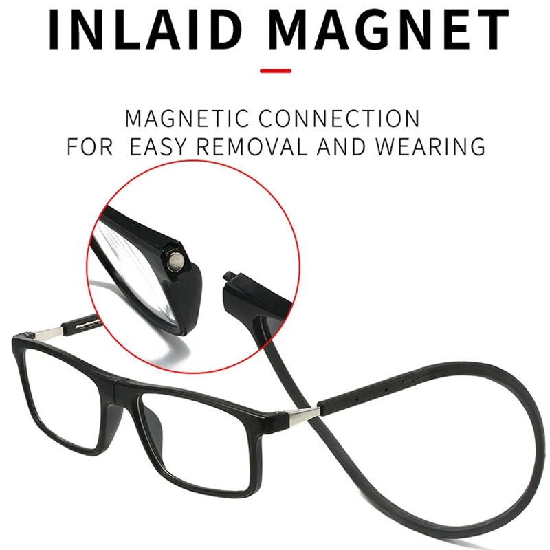 Unisex magnetische leesbril met blauw licht filter in zwarte montuur