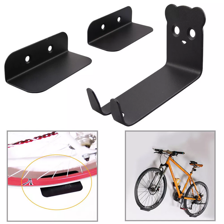 Compacte en robuuste fiets ophanghaak van staal voor wandmontage in appartement of schuur.