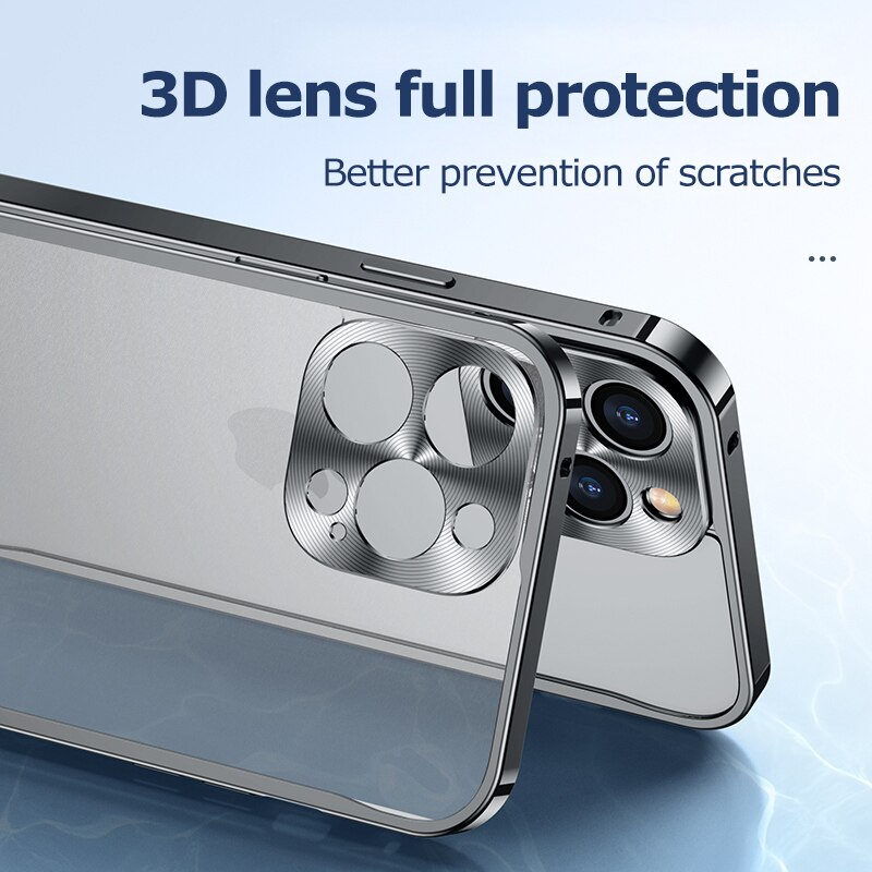Elegante stalen iPhone telefoonhoesje met MagSafe en sterke magneet voor draadloos opladen.
