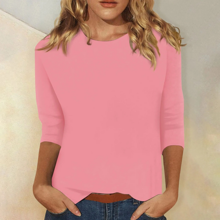 Stijlvol dames shirt Ava met lange mouwen en ronde hals, ideaal voor een comfortabele casual of elegante outfit.