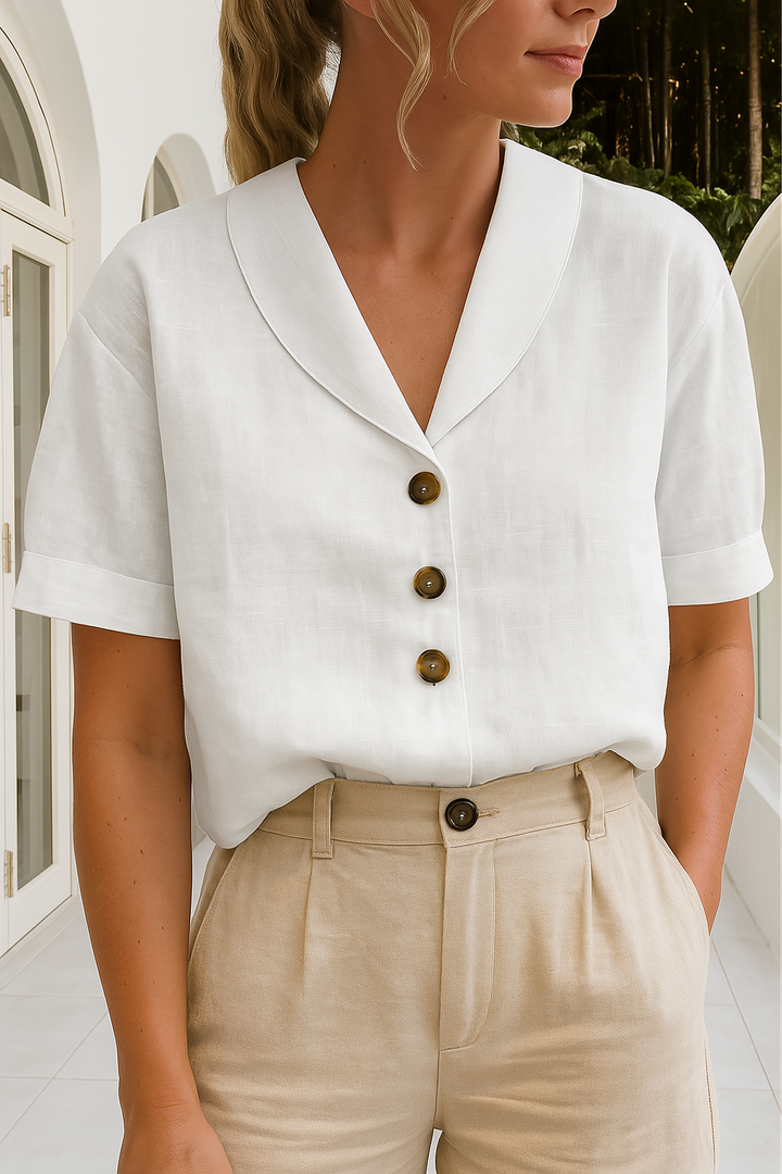 Stijlvol dames zomershirt met envelophals, ademend en comfortabel voor lente/zomer.