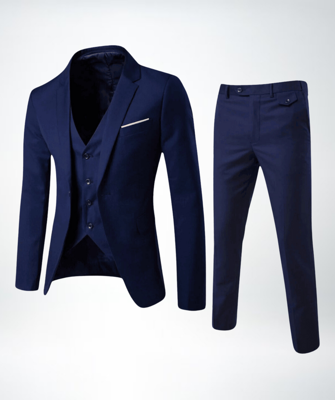 Stijlvol driedelig herenpak Lucas, compleet met jasje, gilet en pantalon voor een elegante look.