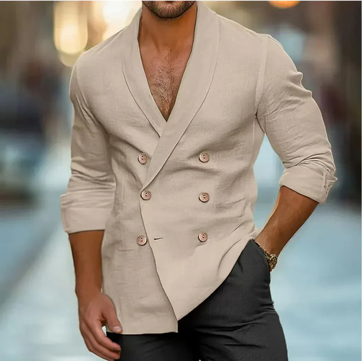 Comfortabel ademend dubbelgeknoopt herenoverhemd, regular fit, ideaal voor zomerse vrijetijd. Stijlvolle herenmode.